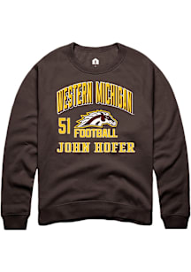 John Hofer  Rally Western Michigan Broncos Mens Brown Football NIL Arch Logo Long Sleeve Crew Swea..