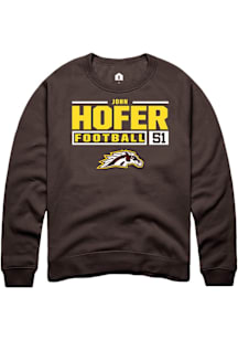 John Hofer  Rally Western Michigan Broncos Mens Brown Football NIL Stacked Box Long Sleeve Crew Sw..