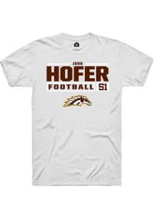 John Hofer White Western Michigan Broncos NIL Stacked Box Short Sleeve T Shirt