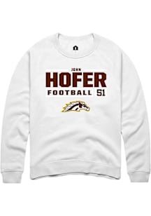 John Hofer  Rally Western Michigan Broncos Mens White Football NIL Stacked Box Long Sleeve Crew Sw..
