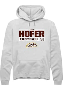 John Hofer  Rally Western Michigan Broncos Mens White Football NIL Stacked Box Long Sleeve Hoodie