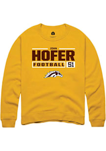 John Hofer  Rally Western Michigan Broncos Mens Gold Football NIL Stacked Box Long Sleeve Crew Swe..