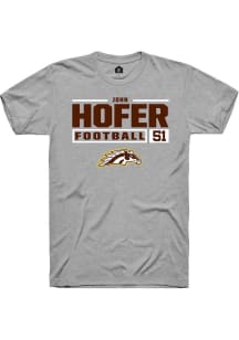 John Hofer Grey Western Michigan Broncos NIL Stacked Box Short Sleeve T Shirt