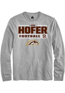 John Hofer Rally Mens Grey Western Michigan Broncos NIL Stacked Box Tee