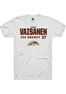 Joona Vaisanen White Western Michigan Broncos NIL Stacked Box Short Sleeve T Shirt