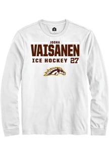 Joona Vaisanen Rally Mens White Western Michigan Broncos NIL Stacked Box Tee