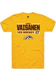 Joona Vaisanen Gold Western Michigan Broncos NIL Stacked Box Short Sleeve T Shirt