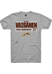 Joona Vaisanen Grey Western Michigan Broncos NIL Stacked Box Short Sleeve T Shirt