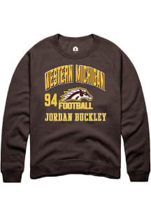 Jordan Buckley Rally Mens Brown Western Michigan Broncos NIL Arch Logo Crew Sweatshirt