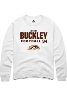 Jordan Buckley Rally Mens White Western Michigan Broncos NIL Stacked Box Crew Sweatshirt