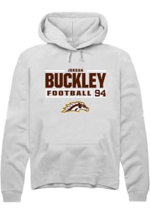 Jordan Buckley Rally Mens White Western Michigan Broncos NIL Stacked Box Hooded Sweatshirt