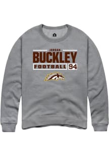 Jordan Buckley Rally Mens Grey Western Michigan Broncos NIL Stacked Box Crew Sweatshirt