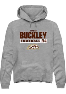 Jordan Buckley Rally Mens Grey Western Michigan Broncos NIL Stacked Box Hooded Sweatshirt