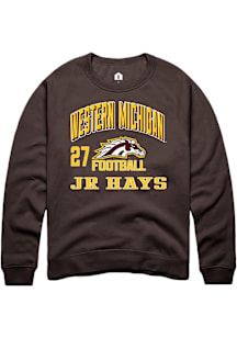 JR Hays  Rally Western Michigan Broncos Mens Brown Football NIL Arch Logo Long Sleeve Crew Sweatsh..