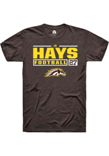 JR Hays Brown Western Michigan Broncos NIL Stacked Box Short Sleeve T Shirt