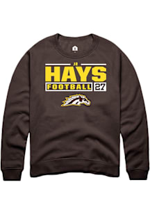 JR Hays  Rally Western Michigan Broncos Mens Brown Football NIL Stacked Box Long Sleeve Crew Sweat..