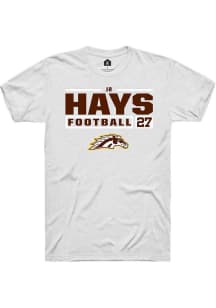 JR Hays White Western Michigan Broncos NIL Stacked Box Short Sleeve T Shirt