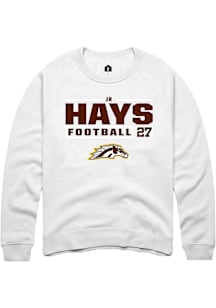 JR Hays  Rally Western Michigan Broncos Mens White Football NIL Stacked Box Long Sleeve Crew Sweat..