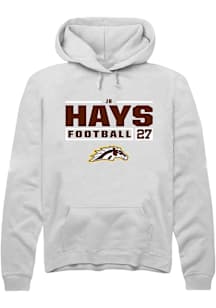 JR Hays  Rally Western Michigan Broncos Mens White Football NIL Stacked Box Long Sleeve Hoodie