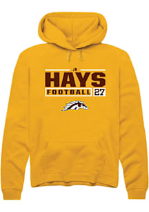 JR Hays  Rally Western Michigan Broncos Mens Gold Football NIL Stacked Box Long Sleeve Hoodie