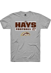 JR Hays Grey Western Michigan Broncos NIL Stacked Box Short Sleeve T Shirt