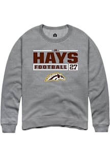 JR Hays  Rally Western Michigan Broncos Mens Grey Football NIL Stacked Box Long Sleeve Crew Sweats..
