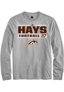 JR Hays Rally Mens Grey Western Michigan Broncos NIL Stacked Box Tee