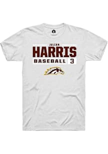 Julian Harris  Western Michigan Broncos White Rally NIL Stacked Box Short Sleeve T Shirt