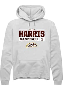 Julian Harris  Rally Western Michigan Broncos Mens White NIL Stacked Box Long Sleeve Hoodie