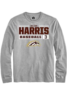 Julian Harris  Western Michigan Broncos Grey Rally NIL Stacked Box Long Sleeve T Shirt
