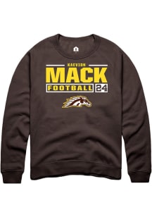 Kaevion Mack Rally Mens Brown Western Michigan Broncos NIL Stacked Box Crew Sweatshirt