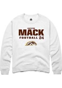 Kaevion Mack Rally Mens White Western Michigan Broncos NIL Stacked Box Crew Sweatshirt