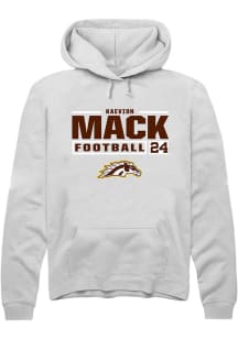 Kaevion Mack Rally Mens White Western Michigan Broncos NIL Stacked Box Hooded Sweatshirt