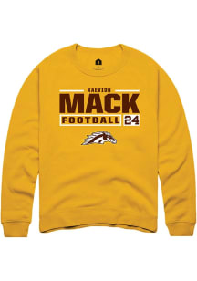 Kaevion Mack Rally Mens Gold Western Michigan Broncos NIL Stacked Box Crew Sweatshirt
