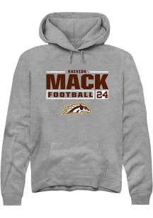 Kaevion Mack Rally Mens Grey Western Michigan Broncos NIL Stacked Box Hooded Sweatshirt
