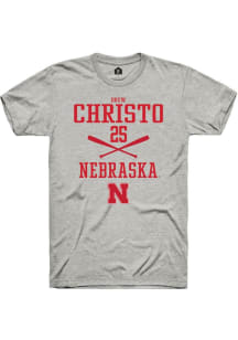 Drew Christo Ash Nebraska Cornhuskers NIL Sport Icon Short Sleeve T Shirt