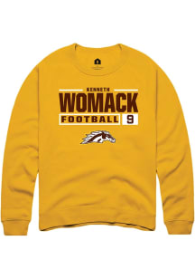Kenneth Womack Rally Mens Gold Western Michigan Broncos NIL Stacked Box Crew Sweatshirt