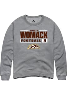 Kenneth Womack Rally Mens Grey Western Michigan Broncos NIL Stacked Box Crew Sweatshirt