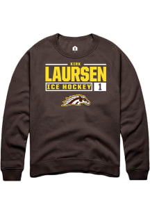 Kirk Laursen Rally Mens Brown Western Michigan Broncos NIL Stacked Box Crew Sweatshirt