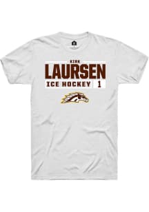 Kirk Laursen White Western Michigan Broncos NIL Stacked Box Short Sleeve T Shirt