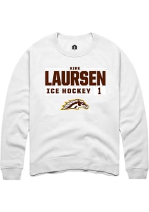Kirk Laursen Rally Mens White Western Michigan Broncos NIL Stacked Box Crew Sweatshirt