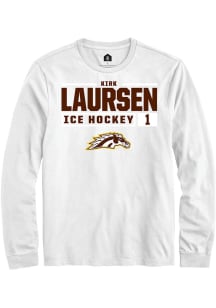 Kirk Laursen Rally Mens White Western Michigan Broncos NIL Stacked Box Tee