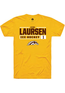 Kirk Laursen Gold Western Michigan Broncos NIL Stacked Box Short Sleeve T Shirt