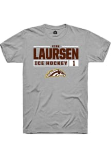 Kirk Laursen Grey Western Michigan Broncos NIL Stacked Box Short Sleeve T Shirt