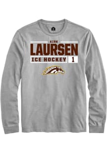 Kirk Laursen Rally Mens Grey Western Michigan Broncos NIL Stacked Box Tee