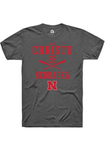 Drew Christo Dark Grey Nebraska Cornhuskers NIL Sport Icon Short Sleeve T Shirt