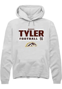 Marcel Tyler  Rally Western Michigan Broncos Mens White Football NIL Stacked Box Long Sleeve Hoodi..