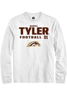 Marcel Tyler Rally Mens White Western Michigan Broncos NIL Stacked Box Tee