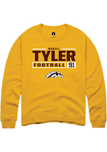 Marcel Tyler  Rally Western Michigan Broncos Mens Gold Football NIL Stacked Box Long Sleeve Crew S..