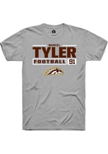 Marcel Tyler Grey Western Michigan Broncos NIL Stacked Box Short Sleeve T Shirt